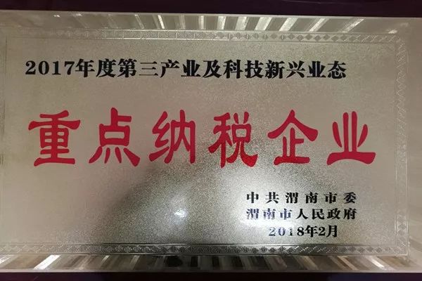 华富新能源公司荣获“渭南市2017年度第三产业及科技新兴业态重点纳税企业”称号 华富新能源公司荣获“渭南市2017年度第三产业及科技新兴业态重点纳税企业”称号